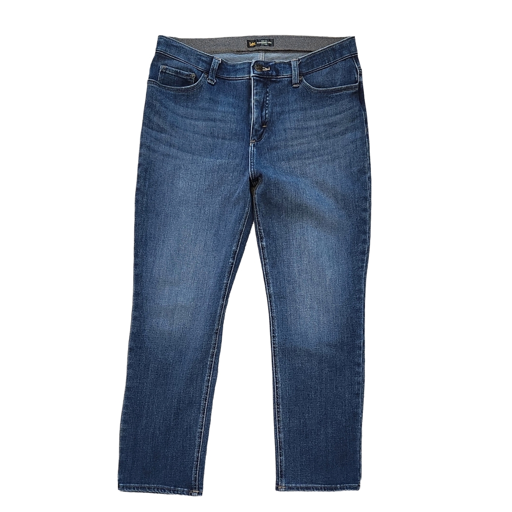 Lee Women's Classic Blue Slim Fit Mid Rise Straight Leg Jeans